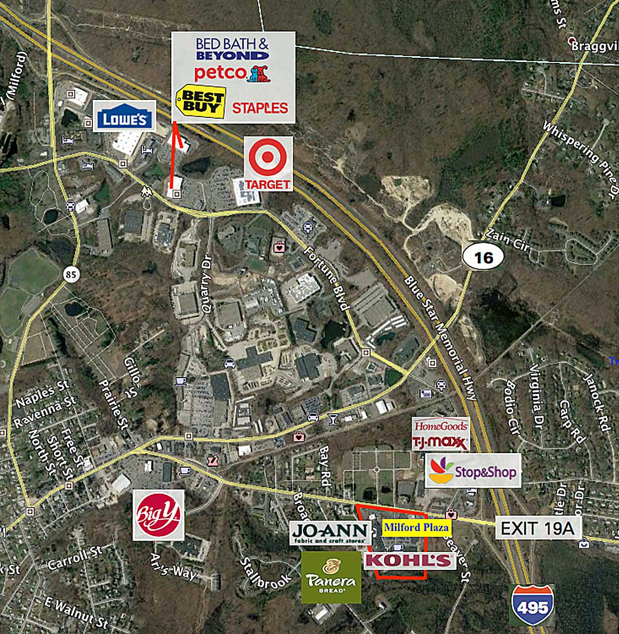 91 Medway Road, Route 109, Milford Plaza, Milford, MA - Retail Real Estate